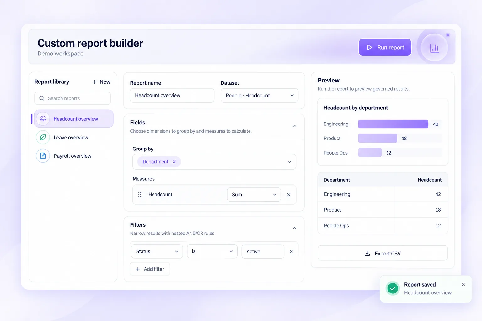 Reports screenshot 1